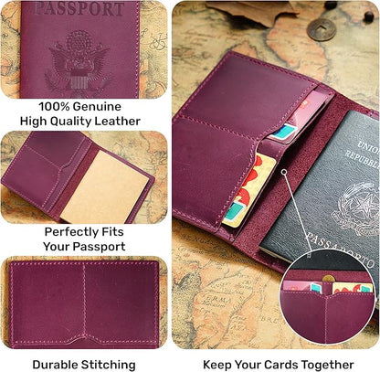 HIFA Leather Passport Holder, Handmade Passport Cover with Card and Ticket Slot - Genuine Leather, Elegant Design, Easy Access - Passport Case, Passport Wallet, Passport Holder