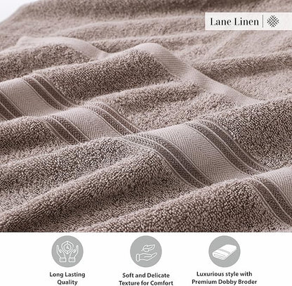 LANE LINEN 100% Cotton Bath Towels Set of 4 (28"x54") - Zero Twist, Mercerized Cotton Bathroom Towel Set - Quick Dry, Very Soft & Absorbent Large Bath Towels - Mininmal Lint After 3 Washes - Platinum