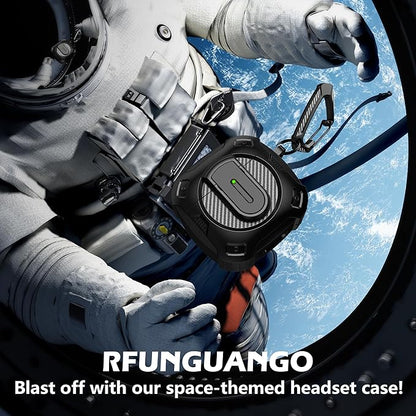 RFUNGUANGO for AirPods 4th Generation Case, 2024 New Space Theme Case. Compatible with AirPods 4th Generation, with Locking Feature, Military Grade Drop Protection, Works with MagSafe.[Black]