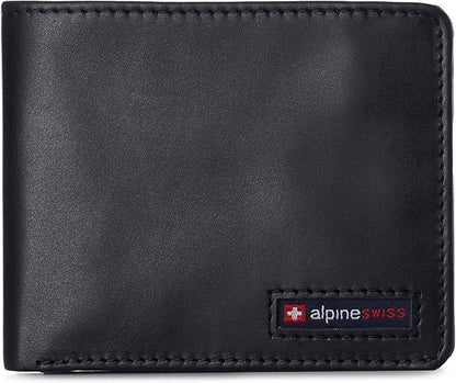 Alpine Swiss Mens Wallet for Men | RFID Protected Leather Mens Wallet | Spencer Bifold with Divided Bill Section | Gift Box | 2 ID Windows | 14 Card & Storage Pockets for Organization