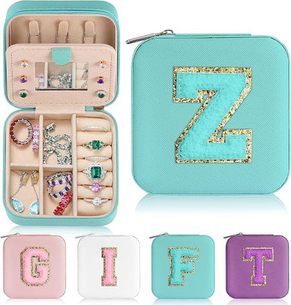 Parima Travel Jewelry Organizer Box - Small Case for Women, Mini Jewelry Box - Letter Z, Aqua Blue
