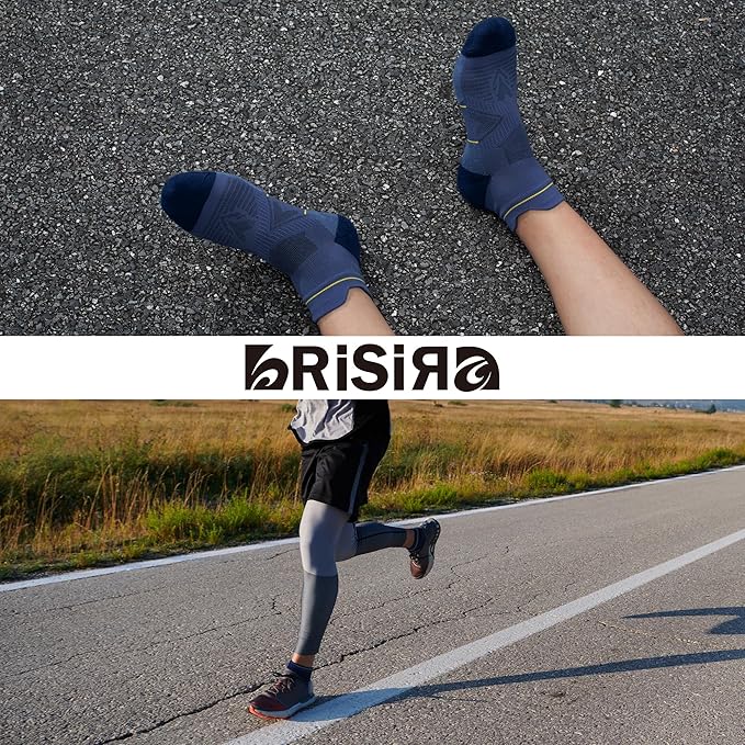 BRISIRA Bamboo Viscose Compression High Ankle Socks Men Women Cushioned Anti Blister HIking Golf Arch Support Running Socks