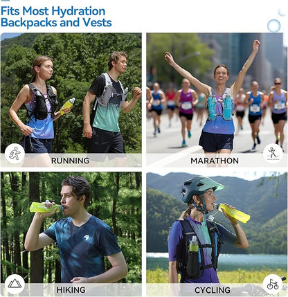 MARCHWAY Soft Hydration Flask with Wide Mouth, 300ml/500ml Collapsible TPU Water Bottle, Leakproof Portable Flexible for Running, Hiking, Cycling, Climbing, Gym, Travel (2pcs Yellow 300ml)