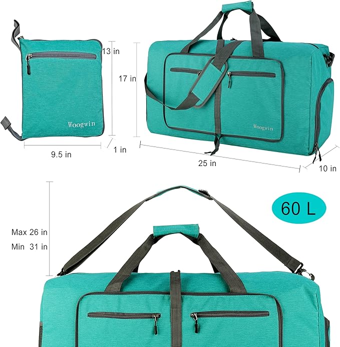 Woogwin Travel Duffel Bag Large Foldable Waterproof Overnight Bag for Beach Swim Bags Pool Sports Gym