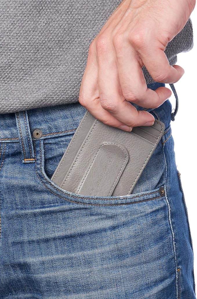 Alpine Swiss RFID Dermot Money Clip Front Pocket Wallet For Men Leather Comes in a Gift Box Gray