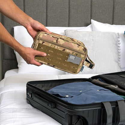 PAVILIA Extra Large Tactical Toiletry Bag for Men, Travel Hygiene Bag, Military Gear Dopp Kit, Molle Accessories Pouch, Shaving Grooming Essentials Gym Bathroom Shower Toiletries Tool EDC, Camo XL