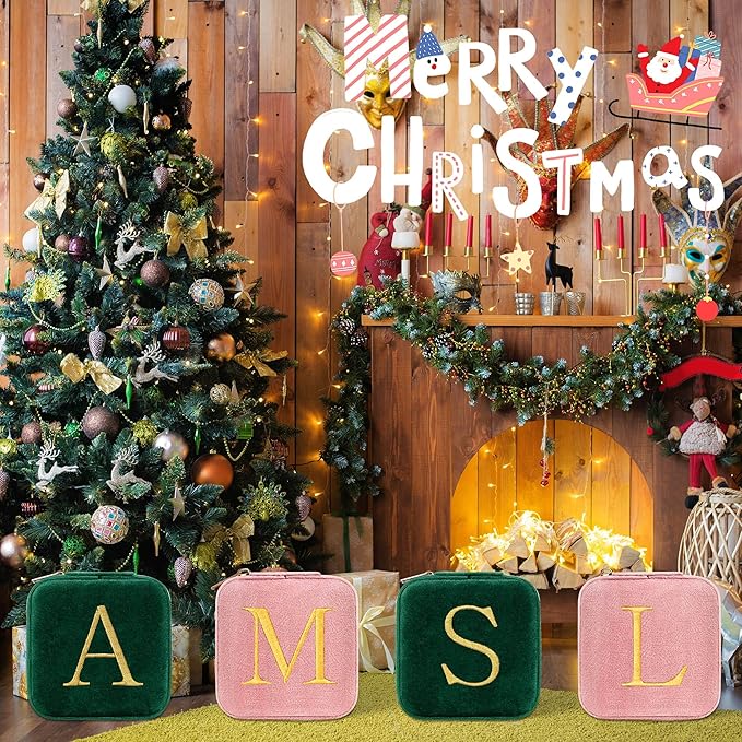 Parima Thanksgiving Gifts for Women - Teacher Appreciation & Birthday Gifts, Travel Jewelry Box Case - Letter T, Green