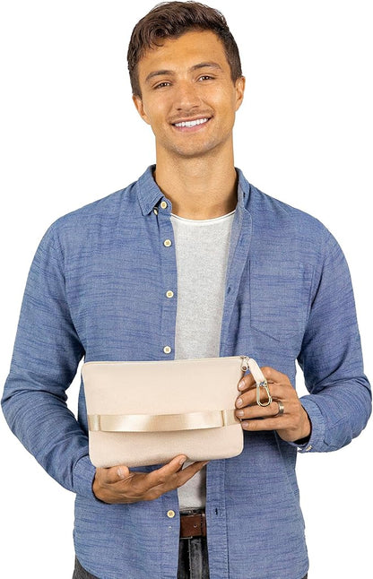 BlueHills Travel Blanket Pillow Compact Lightweight Pocket Size Airplane Traveling Essential Flight Trip Throw in Bag Portable Case Plane Accessory Beige L06