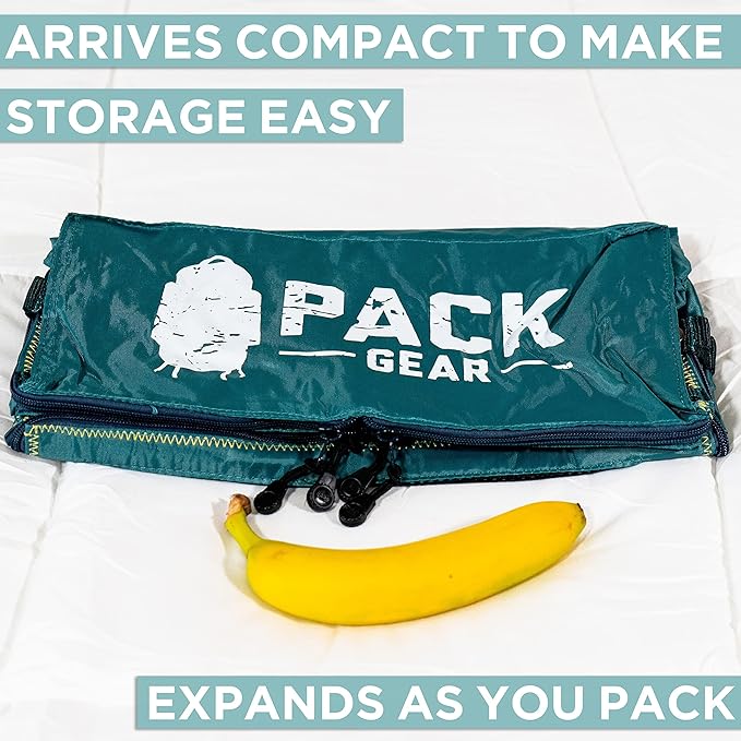 Pack Gear Hanging Suitcase Organizer - Our Large Hanging Luggage Organizer Fits Any Suitcase - Our Packing Cubes For Travel Uses Mesh Windows to Make it Easy to Find your Clothes (Green, L)