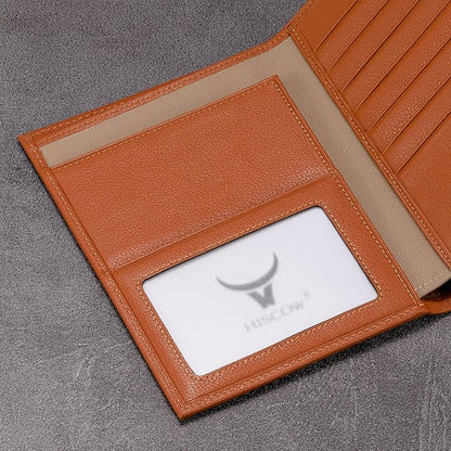 HISCOW Italian Leather Passport Holder for Travel - RFID Blocking Wallet Cover with Secure Organizer for Men & Women, US & Foreign Trips, Tan