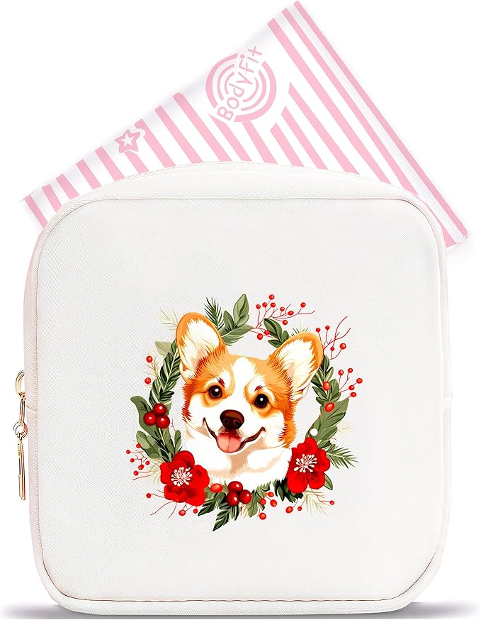 Corgi Mini Makeup Bag, Corgi Gift For Women Girls Cute Portable Zipper Pouch Cosmetic Bag For Teen Girls Kids, Small Storage Bag For Sanitary Pad, Period napkin bag!