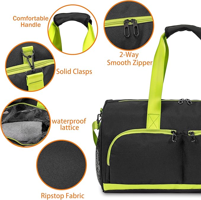 Kuston Sports Gym Bag with Shoes Compartment &Wet Pocket Gym Duffel Bag Overnight Bag for Men and Women