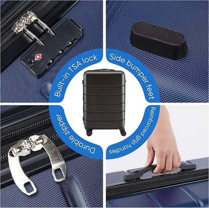 OLIXIS 20 Inch Carry-On Luggage, Hardside Suitcase with Spinner Wheels, Lightweight ABS Hard Shell Travel Luggage, TSA Approved Lock, Expandable Small Suitcase for Business & Travel–Blue