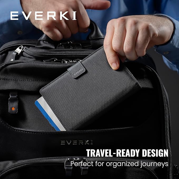 EVERKI RFID Passport Wallet - RFID Passport Holder for Travel, Slim RFID Blocking Pass Port Case Cover & Protector, Cute Pass Port Holder for Men & Women, Travel Essentials Gift for Travelers, Black