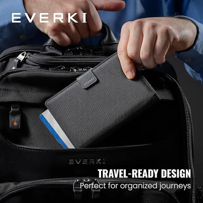 EVERKI RFID Passport Wallet - RFID Passport Holder for Travel, Slim RFID Blocking Pass Port Case Cover & Protector, Cute Pass Port Holder for Men & Women, Travel Essentials Gift for Travelers, Black