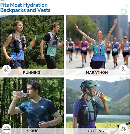 MARCHWAY Soft Hydration Flask with Wide Mouth, 300ml/500ml Collapsible TPU Water Bottle, Leakproof Portable Flexible for Running, Hiking, Cycling, Climbing, Gym, Travel (2pcs Orange-Green 500ml)