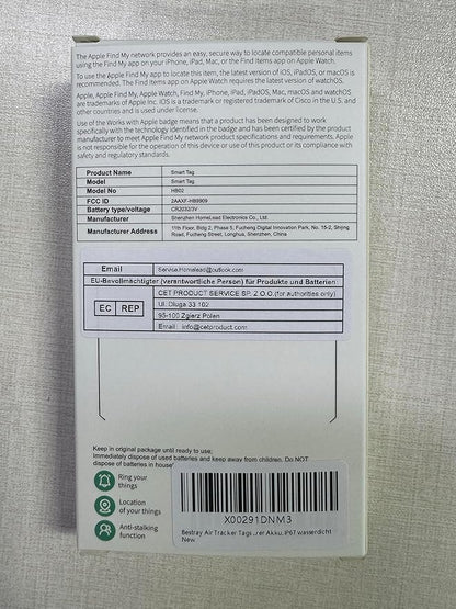 Air Tracker 2 Pack, Smart Bluetooth Tracker Works with Apple Find My (iOS Only), Item Finder Trakcer Tag Locator for Luggage, Backpack, IP67 Waterproof