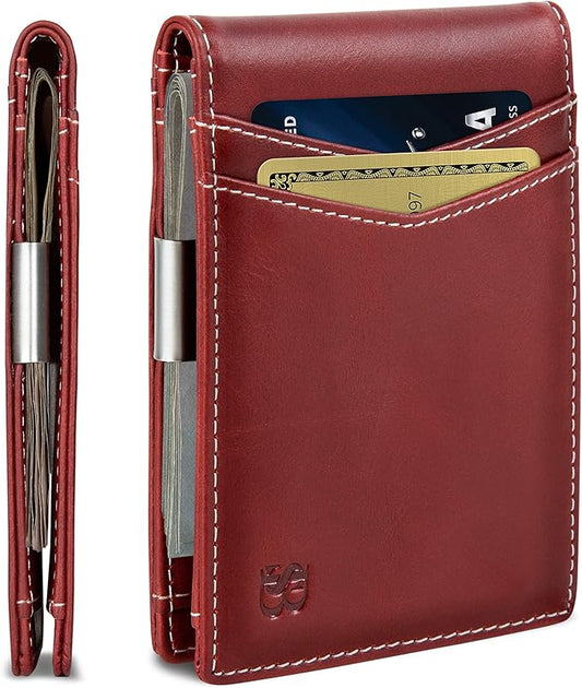 SERMAN BRANDS Money Clip Wallet - Mens Wallets slim Front Pocket RFID Blocking Card Holder Minimalist Mini Bifold