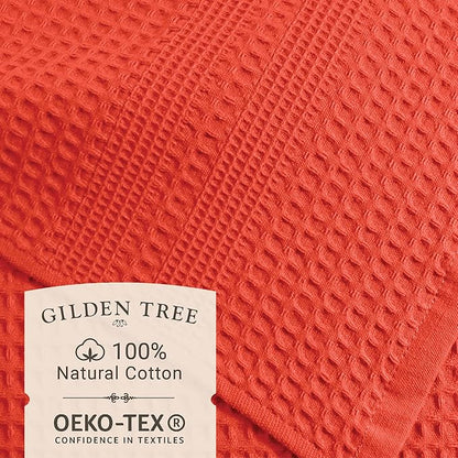 GILDEN TREE Waffle Bath Sheet Large Bath Towels Quick Dry Thin Body Towels, 40x80 Oversized Bath Towels for Adults, Classic Style (Bright Coral)