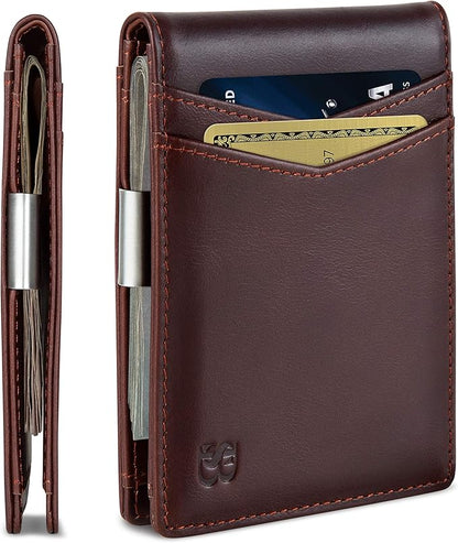 SERMAN BRANDS Money Clip Wallet - Mens Wallets slim Front Pocket RFID Blocking Card Holder Minimalist Mini Bifold