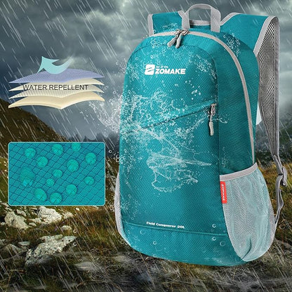 ZOMAKE Lightweight Packable Backpack 20L, Foldable Backpacks Small Daypack for Hiking Water Resistant Day Bag for Travel(Turquoise Green)