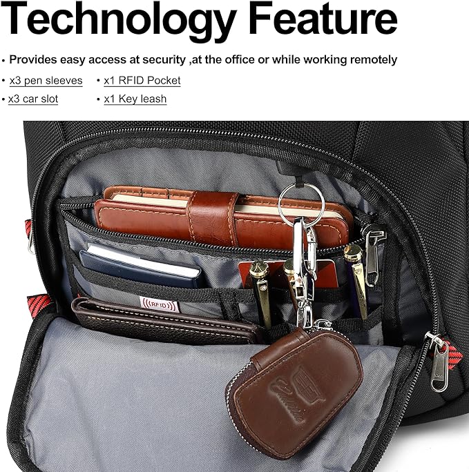 Boavan Laptop Backpack for men, 15.6 inch Laptop Bag with USB Port, Waterproof Travel Work Backpack Purse, Anti-Theft Teacher Nurse Doctor Casual Bookbags Office Business backpack，Black