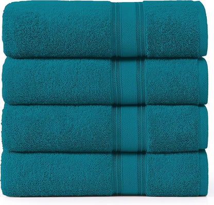 LANE LINEN 100% Cotton 4 Pack Bath Towels Set (30"x60") - Zero Twist, Large Cotton Towels for Bathroom - Quick Dry, Soft & Absorbent Bath Towel Set - Pre Shrunk, Wide Variety of Colors - Sea Port