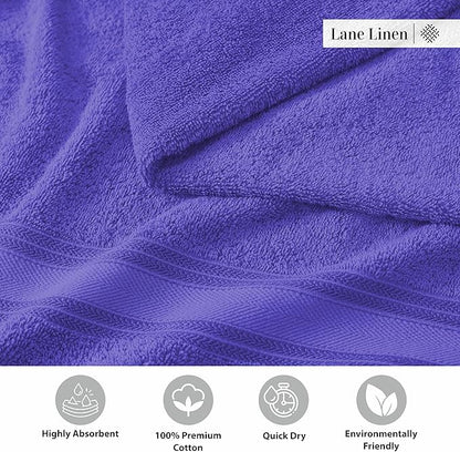 LANE LINEN 100% Cotton 4 Pack Bath Towels Set (30"x60") - Zero Twist, Large Cotton Towels for Bathroom - Quick Dry, Soft & Absorbent Bath Towel Set - Remains Fluffy After Multiple Washes - Blue Irish