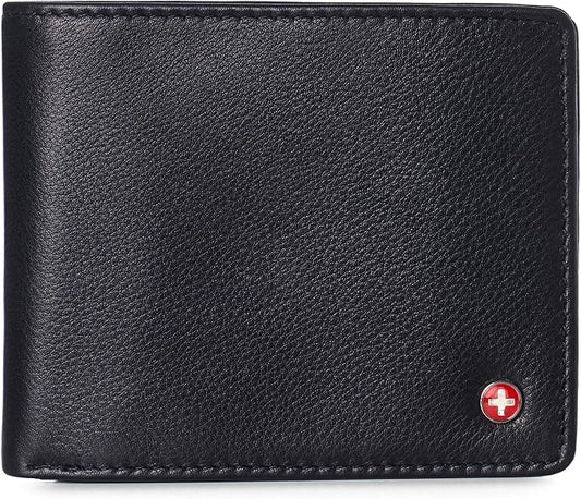 Alpine Swiss Mens Wallet for Men | RFID Protected Leather Mens Wallet | Spencer Bifold with Divided Bill Section | Gift Box | 2 ID Windows | 14 Card & Storage Pockets for Organization