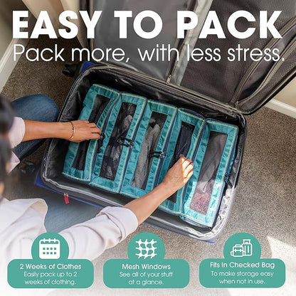 Pack Gear Hanging Suitcase Organizer - Our XL Hanging Luggage Organizer Perfectly Fits Any Suitcase - Our Packing Cubes for Travel Use Mesh Windows to Make Finding Any Outfit Easy (Green, XL)