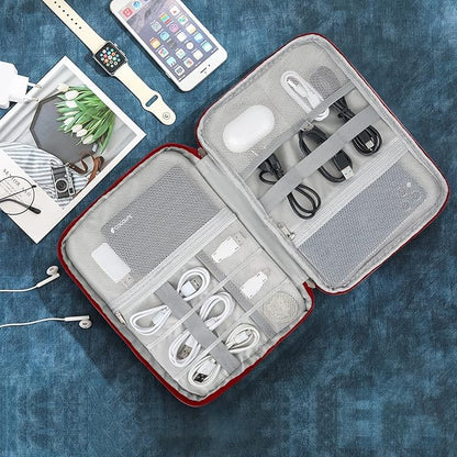 Electronic Organizer Travel Universal Cable Organizer Electronics Accessories Bag for Cable, Charger, Phone, USB, SD Card,1Pack