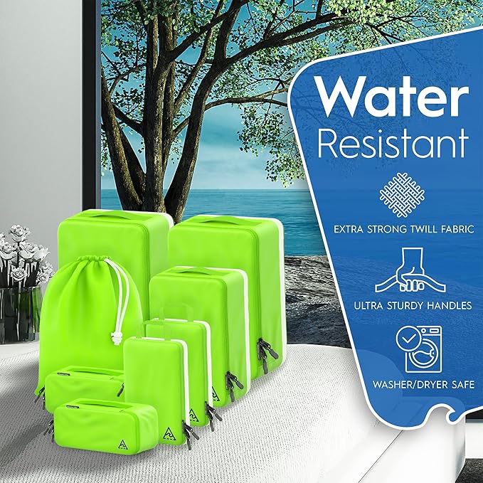 8-Piece Luxury Compression Packing Cubes & Bags for Travel – Maximize Space in Luggage with HybridMax Double-Capacity Design, 50 Luggage Tags, Deluxe Set, Lifetime Satisfaction Suitcase Organizer Bags