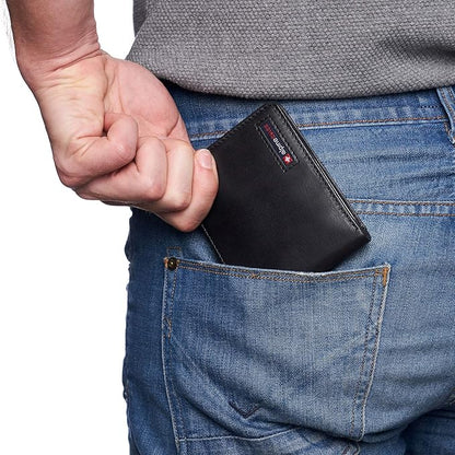 Alpine Swiss Mens Wallet for Men | RFID Protected Leather Mens Wallet | Spencer Bifold with Divided Bill Section | Gift Box | 2 ID Windows | 14 Card & Storage Pockets for Organization