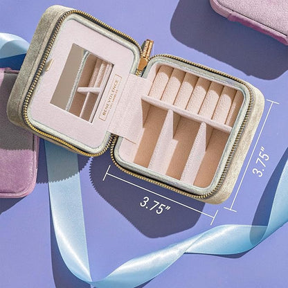 Benevolence LA Plush Velvet Jewelry Box | Travel Jewelry Case Organizer with Mirror | Featured in Oprah's Favorite Things | Best Gifts For Daughter, Girlfriend, Mom | Gifts For Her - Champagne