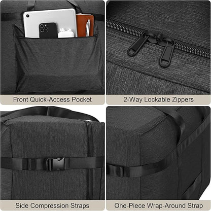 SUNUP Large Duffle Bag for Travel, 80L Foldable Travel Duffel Bag for Men Women, Waterproof Overnight Weekender Moving Storage Bags, Black