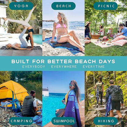 2 Packs Sand Proof Microfiber Beach Towels Adult –Quick Fast Dry Beach Oversized Accessories for Travel Swim Pool Yoga Camping Blanket Essentials Lightweight Must Haves Women Gifts Flower Galaxy