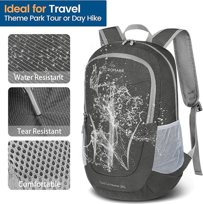 ZOMAKE Ultra Lightweight Packable Backpack 25L, Foldable Hiking Backpacks Water Resistant Small Folding Daypack for Travel(Dusty grey)