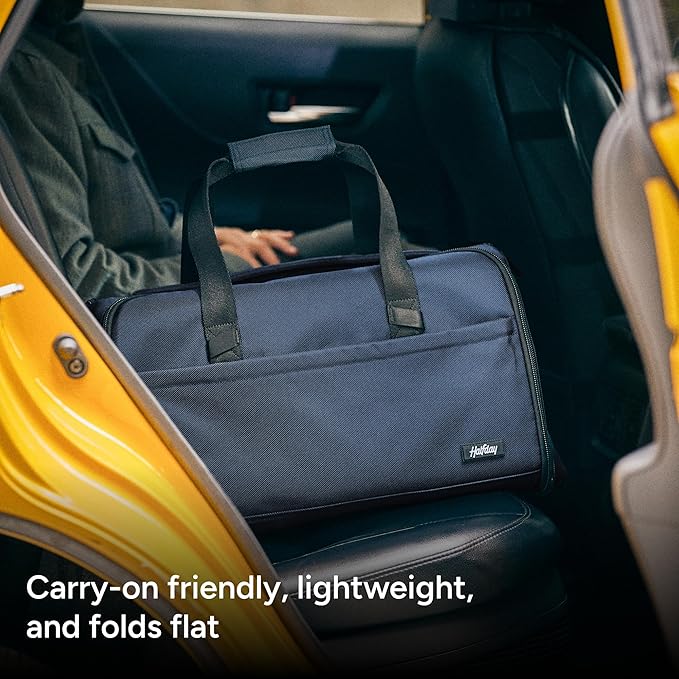 Halfday Convertible 2-in-1 Premium Garment Duffel Weekender Bag 40L | Wrinkle-Free Travel, Hanging Suit Compartment, Shoe Pockets, Trolley Sleeve. Balistic Nylon Carry-On, Jet