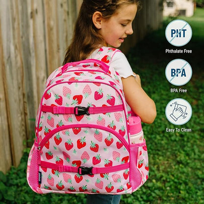 Wildkin ECO rPET 17-inch Large Backpack – Sustainable, Padded, Adjustable – Strawberry Patch