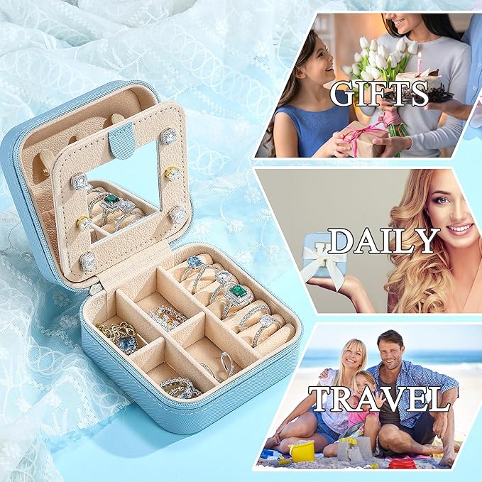 Parima Travel Jewelry Box for Girls - Small Initial Jewelry Organizer and Case With Mini Travel Box