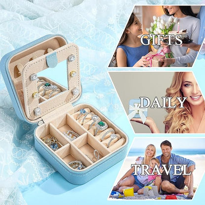 Parima Birthday Gifts for Women - Travel Jewelry Box, Unique Gifts for Women Jewelry Case | Friends, Daughter, Granddaughter - Letter D, Sky Blue