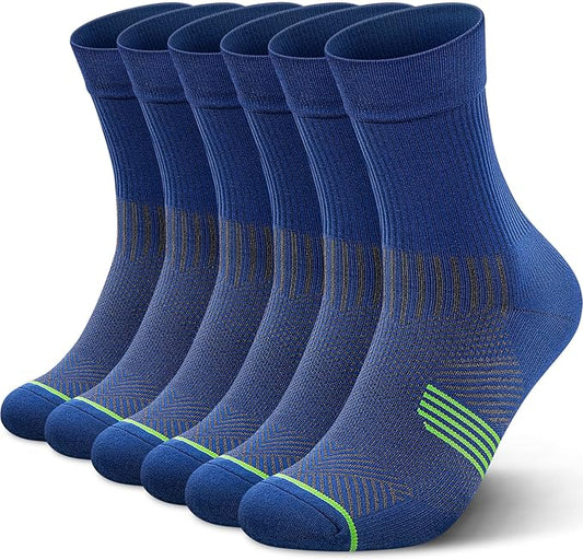 PAPLUS 3 Pairs Running Compression Socks for Men & Women, Atheltic Crew Socks with Cushion, Arch Support for Hiking, Cycling