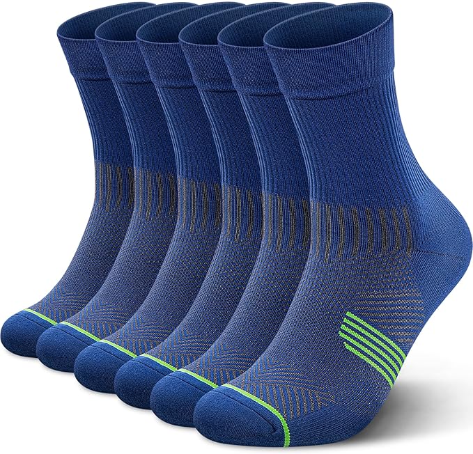 PAPLUS 3 Pairs Running Compression Socks for Men & Women, Atheltic Crew Socks with Cushion, Arch Support for Hiking, Cycling