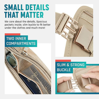 Hidden Money Belt for Travel for Men, Waist Wallet Anti Theft, RFID Passport Holder For Travel Men Or Women, Money Pouch, RFID Passport Holder