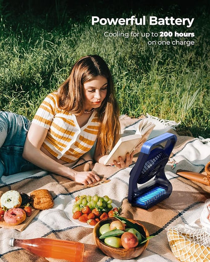 Rechargeable Battery Operated Fan 20000mAh, Camping Fan for Tents, Portable Long Last USB Desk Fan for Hurricane Season,3 Speed, 360°Rotation,2/4 hours Timer