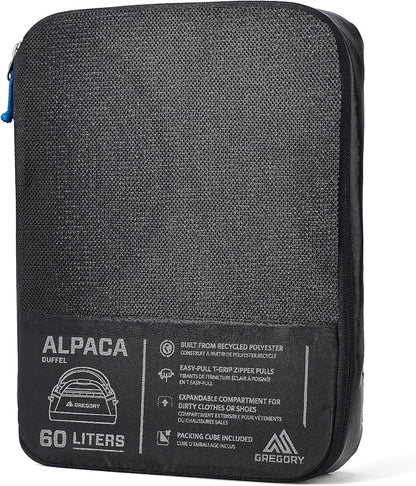 Gregory Alpaca 60L Water-Resistant Adventure Travel/Gear Organization Duffel Bag with Packing Cube Included, Fir Green