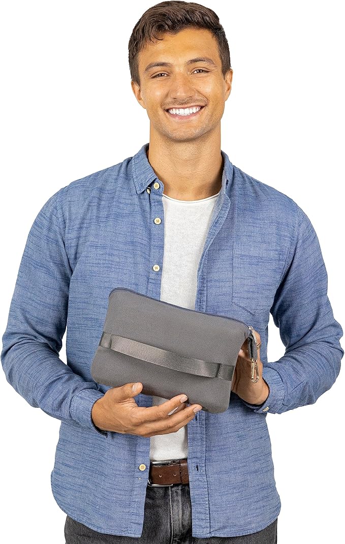 BlueHills Travel Blanket Pillow Compact Lightweight Pocket Size Airplane Traveling Essential Flight Trip Throw in Bag Portable Case Plane Accessory Gray L01