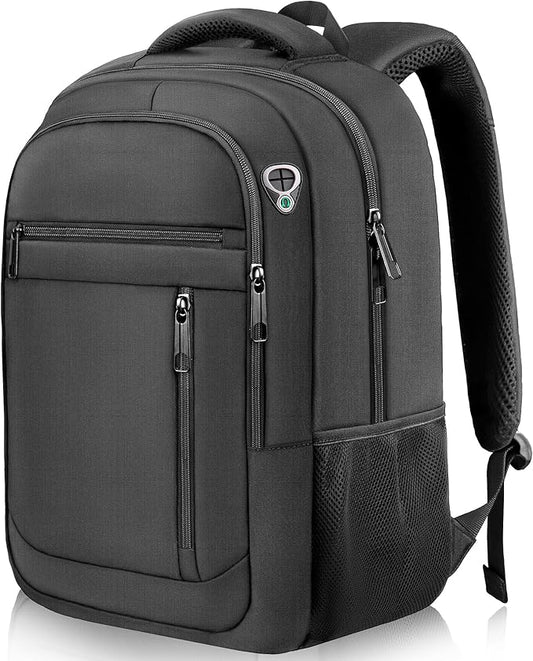 Travel Backpack for Men, 40L Business Laptop Backpack with 17.3 Inch Laptop Compartment, Lightweight Daypack for Flight, Durable Water Resistant Bookbag, Hiking, Work Backpack, Black