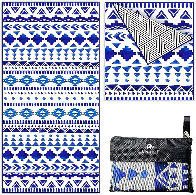 Elite Trend Quick Dry Towel Extra Large 78x35 Inch - Microfiber Beach Towel - Perfect for Beach, Travel, Swimming, Pool, Yoga, Hiking, Camping - Lightweight, Fast Drying, Compact for Adults (Aztech)