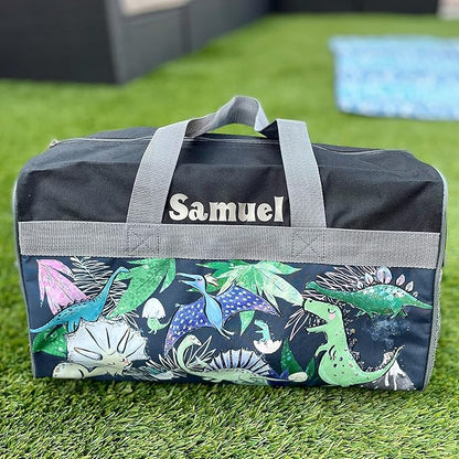 Personalized Kids 18 Inch Duffel Bag for Sports, Travel and Sleepover - Dino